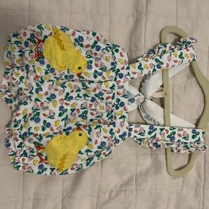 Floral Kids Romper with Yellow Duck Design